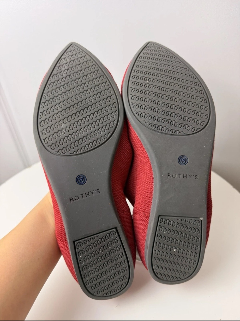 Rothy's Red Pointed Toe Ballet Flats Women 11 Knit Shoes - Picture 9 of 9